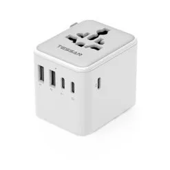 TESSAN Universal Travel Adapter, 28W Worldwide Plug with 2 USBA and 3 USBC